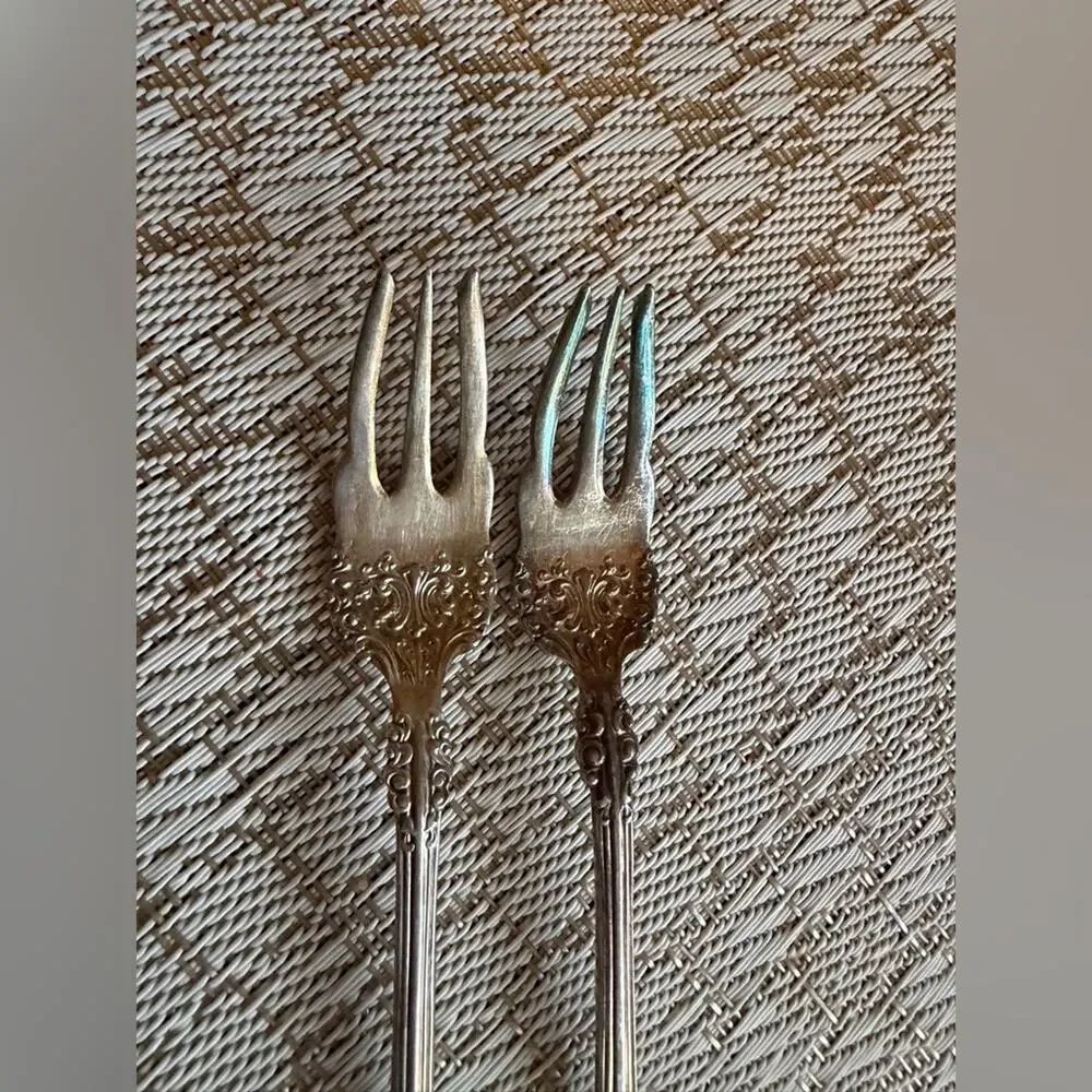 Antique  Silver cocktail oyster Fork Set Roger Bros